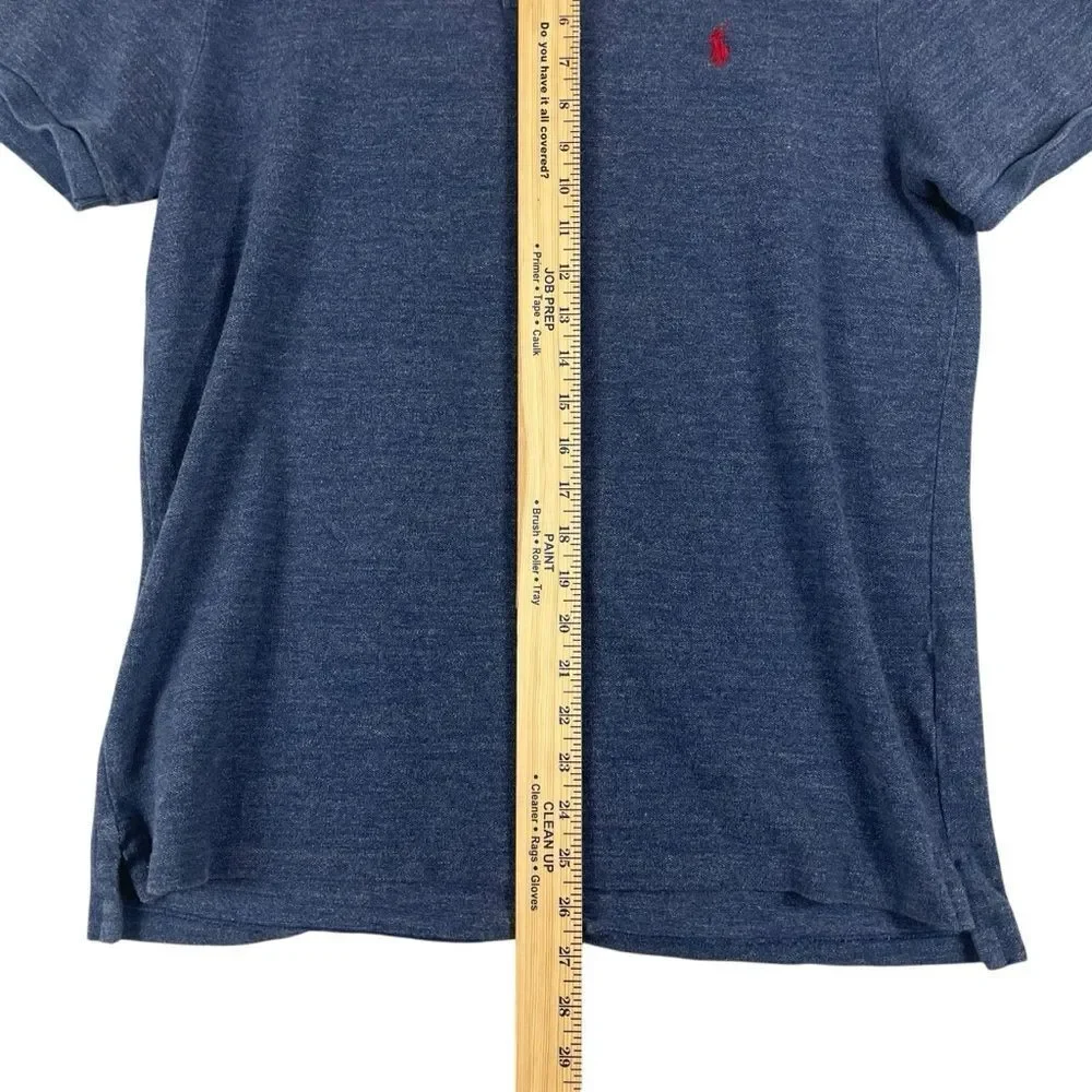 Men's Polo Ralph Lauren‎ 100% Cotton Blue Heather Polo Slim Fit XL 0302